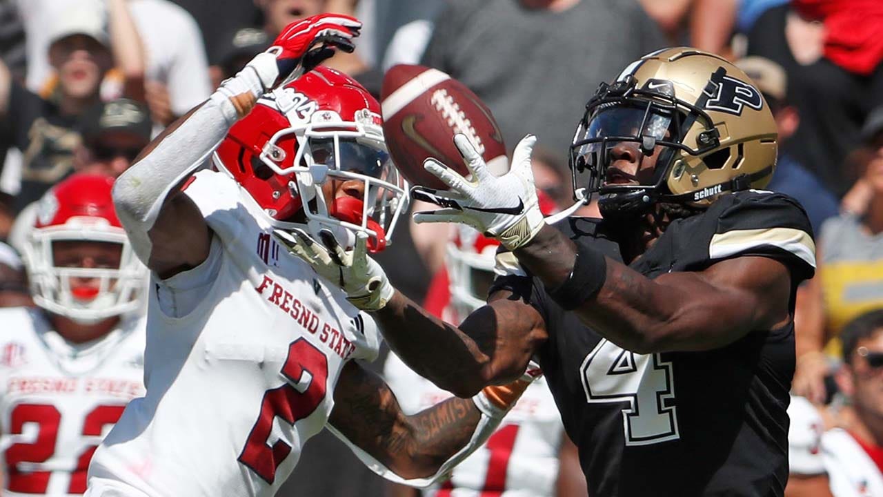 Purdue’s Deion Burks bounces off Fresno State defenders, breaks loose for an incredible touchdown