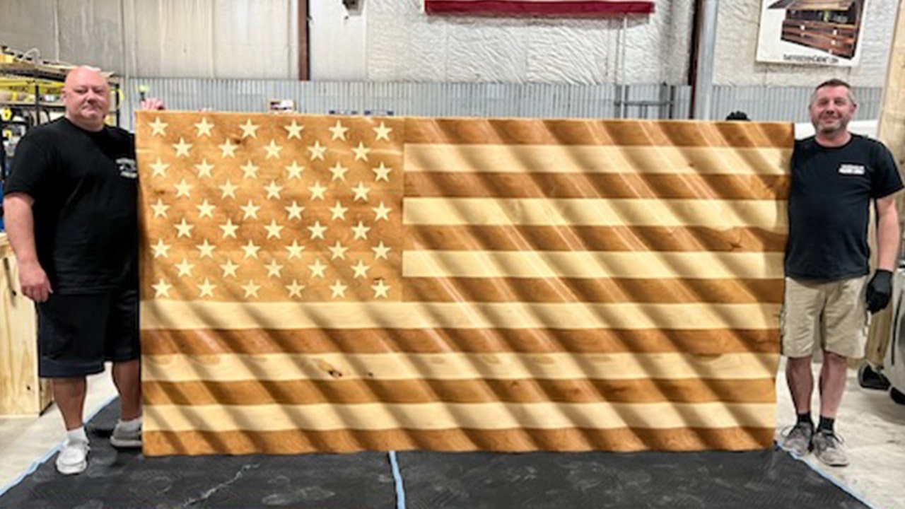 'Gargantuan' butcher-block wavy flag is a quarter-ton testament to power of patriotism, land of opportunity