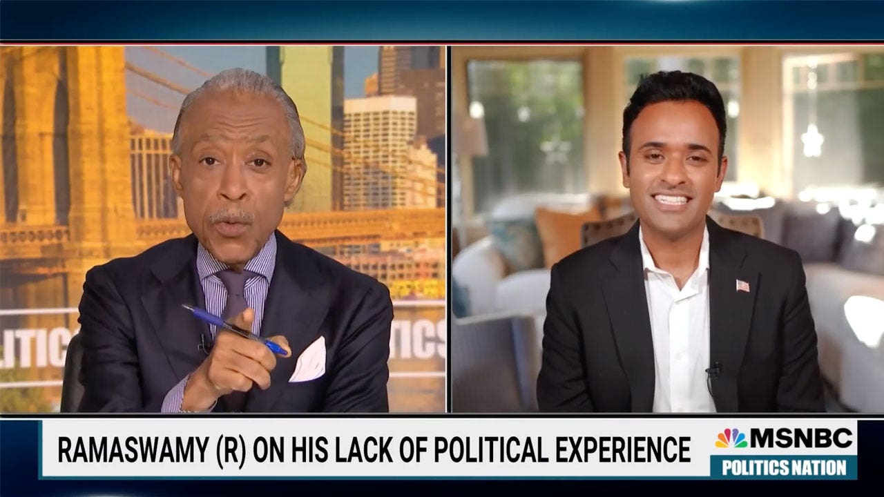 MSNBC’s Al Sharpton grills Vivek Ramaswamy on his lack of ‘political experience’ following viral 2003 exchange
