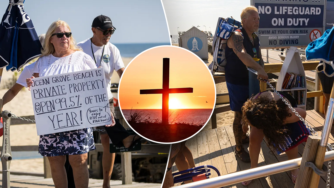Recent scenes from Ocean Grove, New Jersey, a town on the Jersey Shore that shows respect for religious observation on 15 seasonal Sundays every year. It's been facing pushback on this of late. (Joshua Comins/Fox News Digital)