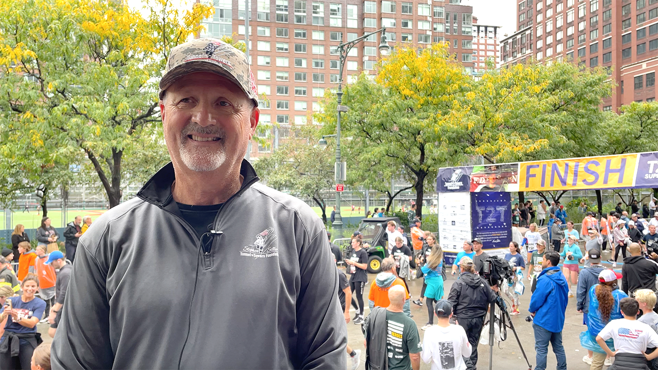Frank Siller joins Fox News Digital for an interview at the Tunnel to Towers 9/11 5K finish line on Sept. 24, 2023. (Angelica Stabile/Fox News Digital)