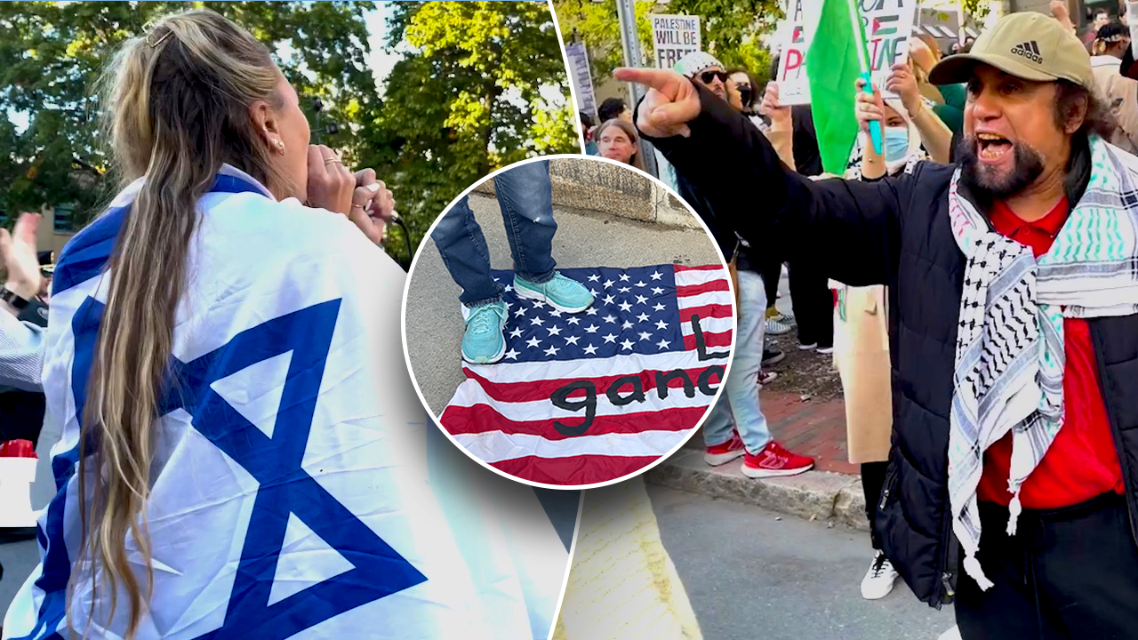 Protesters face off near Harvard, man calls pro-Israel demonstrators ‘Nazis’ and ‘pigs’