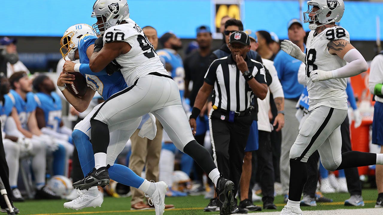 Raiders’ Jerry Tillery ejected after hit on Chargers star Justin ...