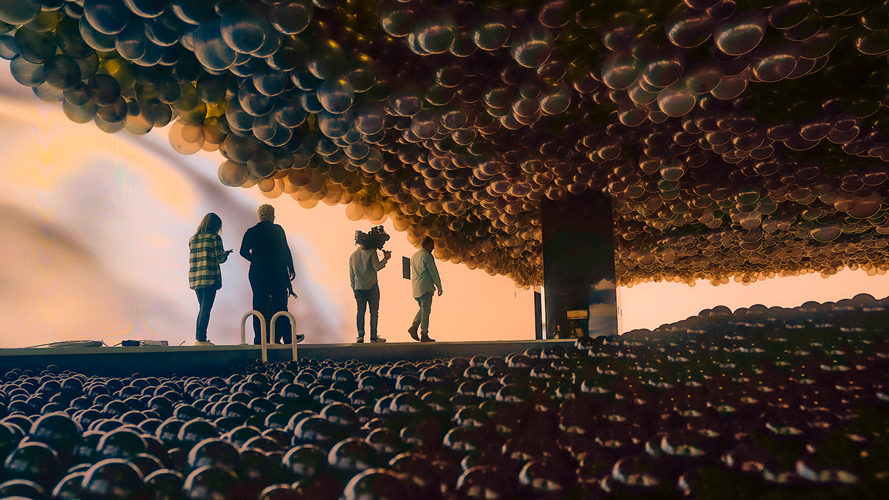 A giant ball pit at the Balloon Museum NYC