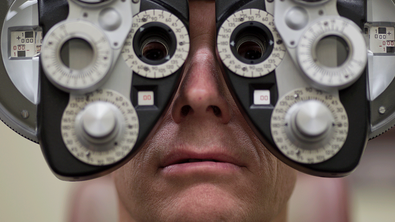 Individual at eye doctors 