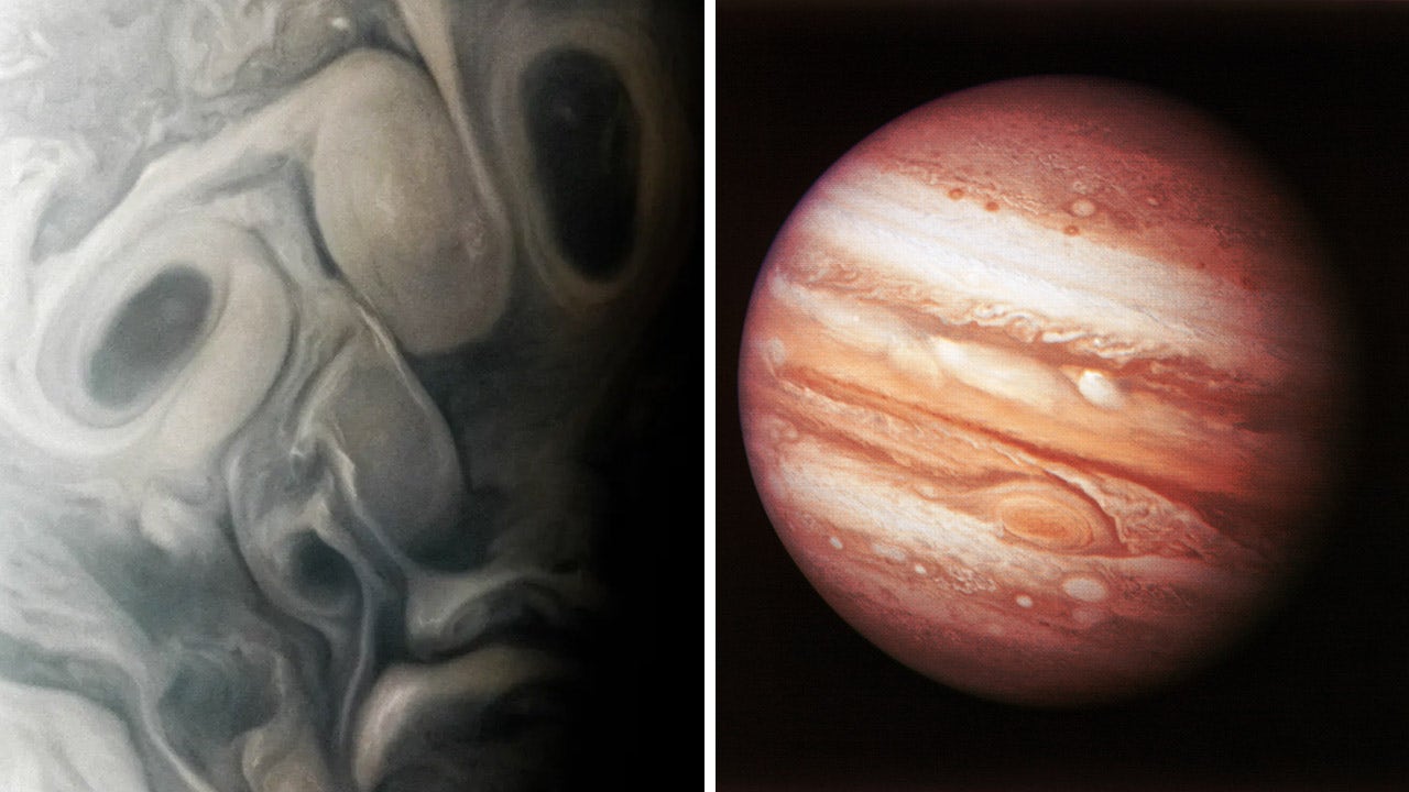 NASA caught an image on Jupiter that appears to maybe be a face. (NASA/JPL-Caltech/SwRI/MSSS/CORBIS/Getty Images)