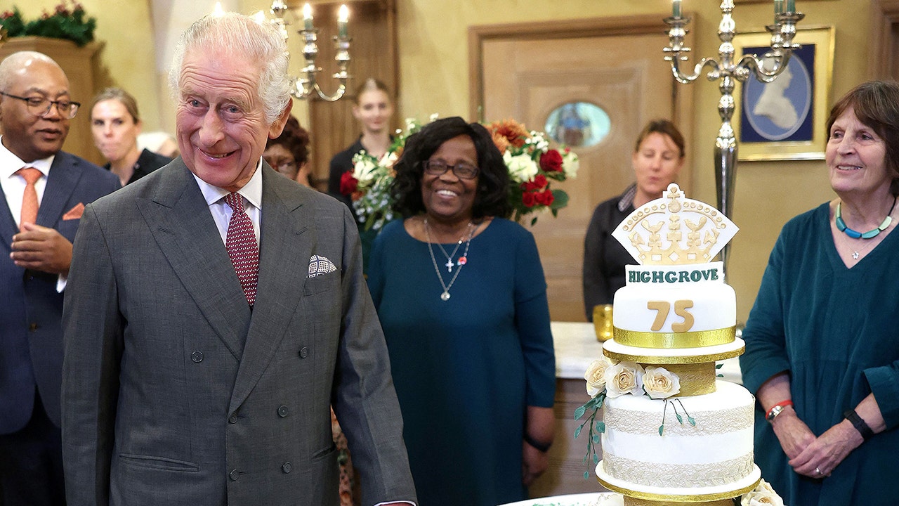 King Charles surprised with three-tiered cake at early birthday party: ‘We need to give you doggie bags’