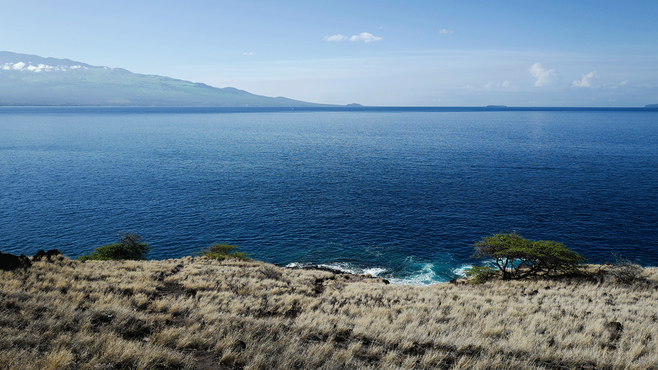 Ocean is shown from Hawaii island