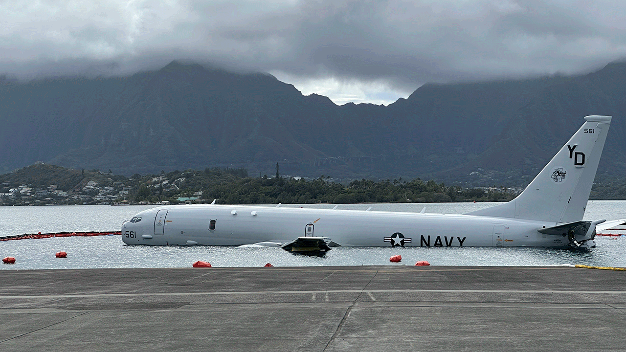 Military removes fuel from plane that overshot runway in Hawaii's Kaneohe Bay