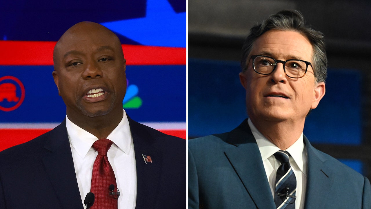 Colbert mocks Tim Scott invoking God during drop-out announcement: 'So He could watch you lose?'