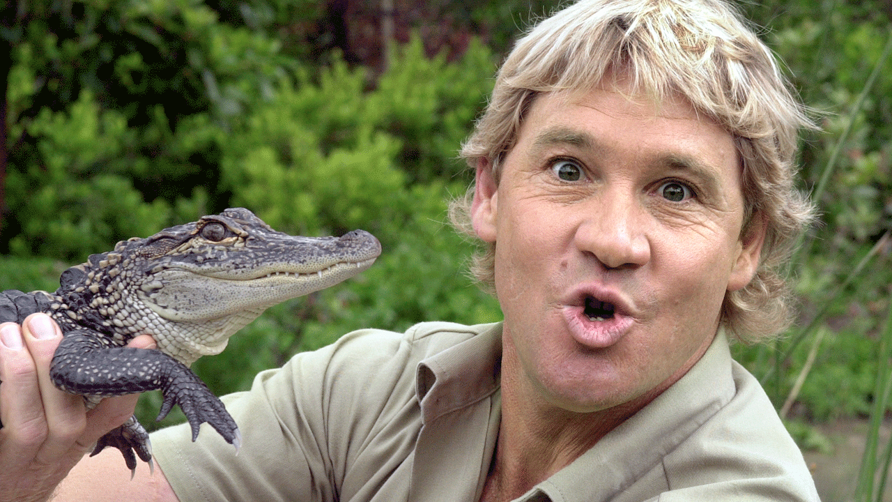 Steve Irwin holding alligator