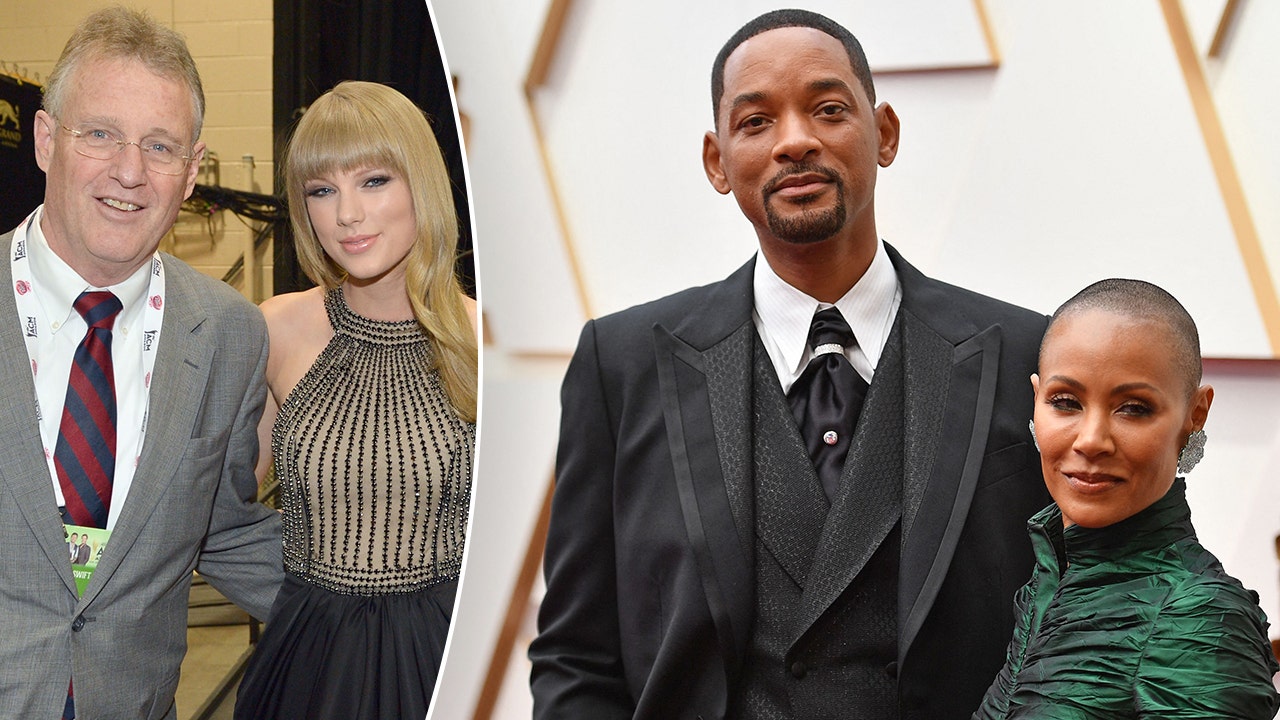 Taylor Swift poses with her dad, who just got an apology from Travis Kelce; Will Smith and Jada Pinkett Smith have denied rumors he cheated (Getty Images)