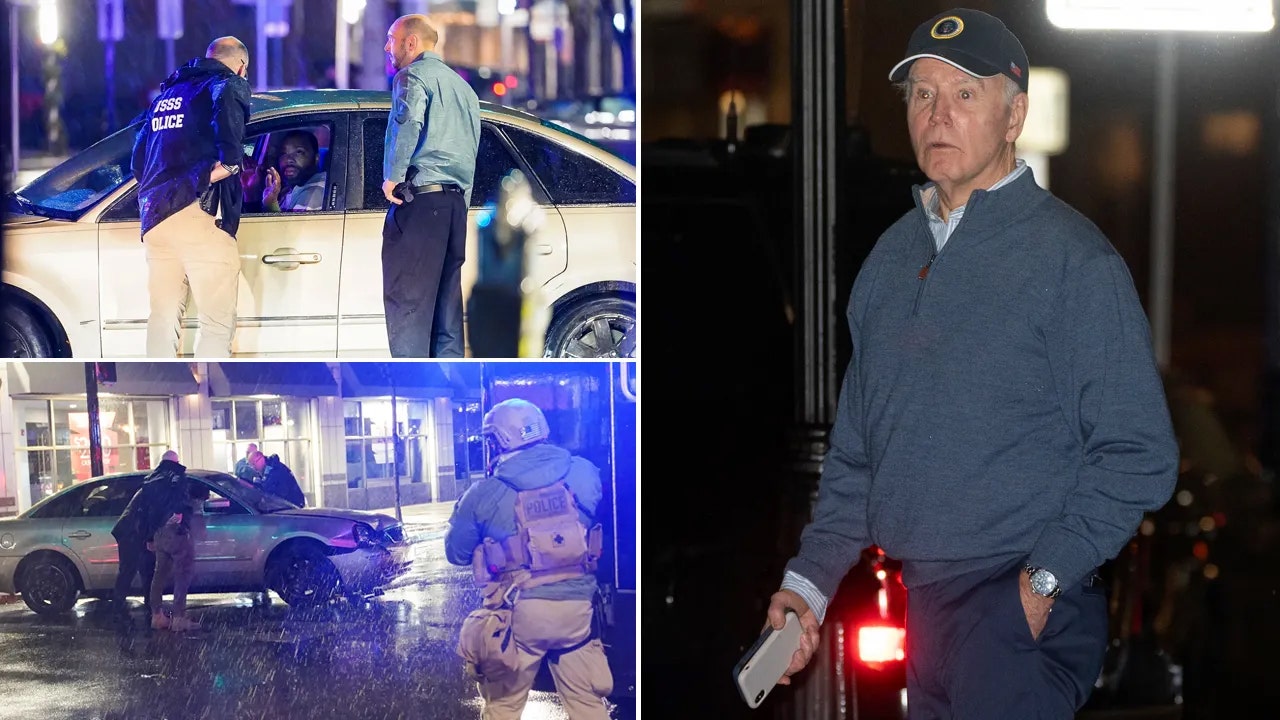 A car smashed into a parked SUV that was part of President Biden's motorcade near his campaign headquarters in Wilmington, Delaware Sunday evening just as the president was walking from the campaign office to his waiting armored SUV.