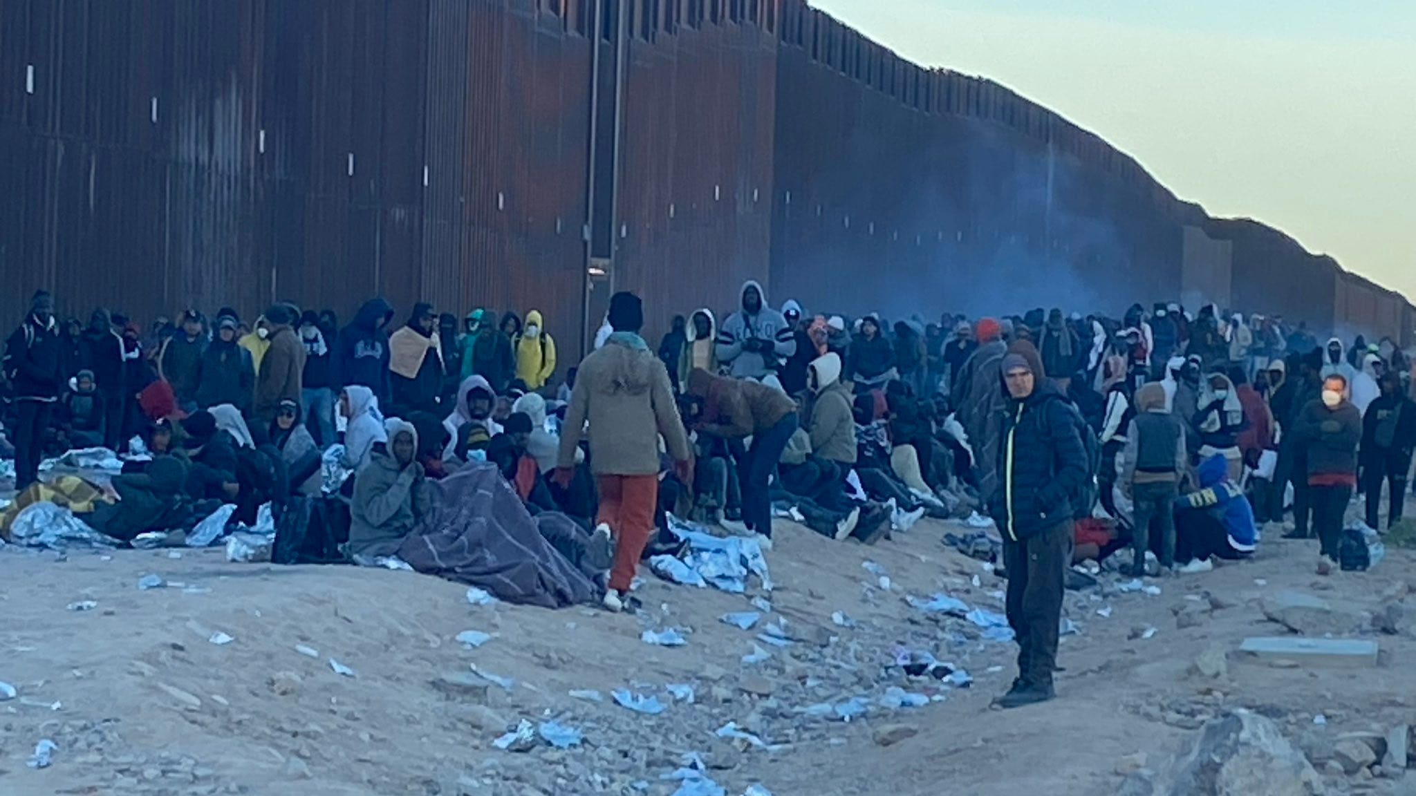 Stunning images show Arizona border crossing overrun by massive surge of adult male migrants from across globe - fox