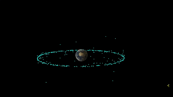 Animation showing Apophis' projected path as it passes Earth