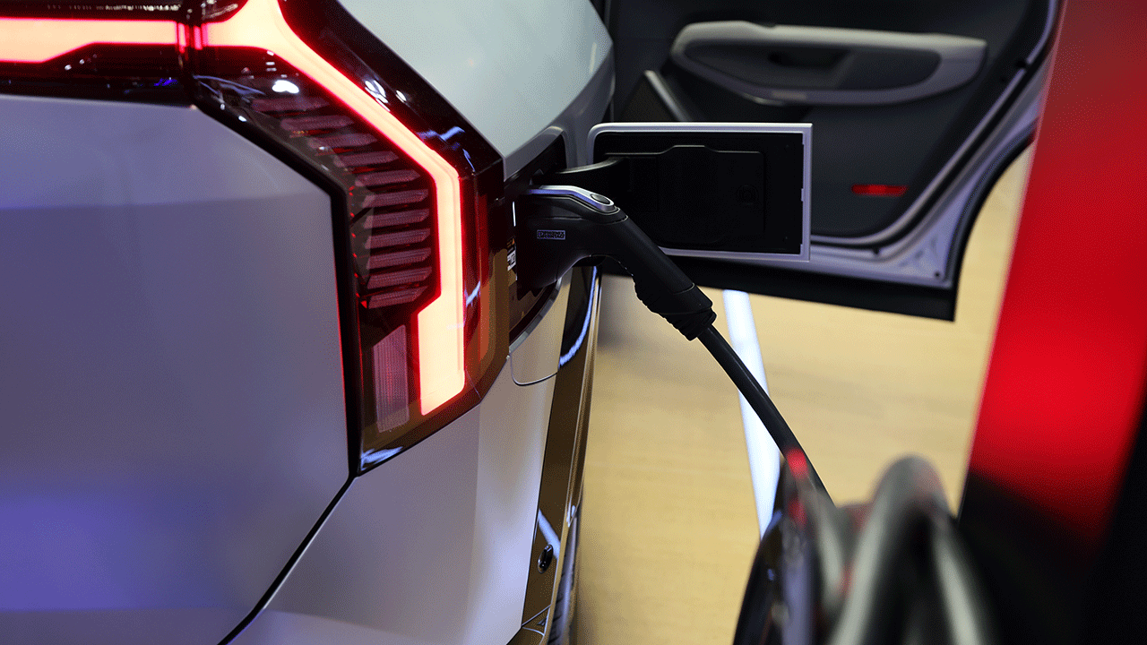 An electric car plugged in