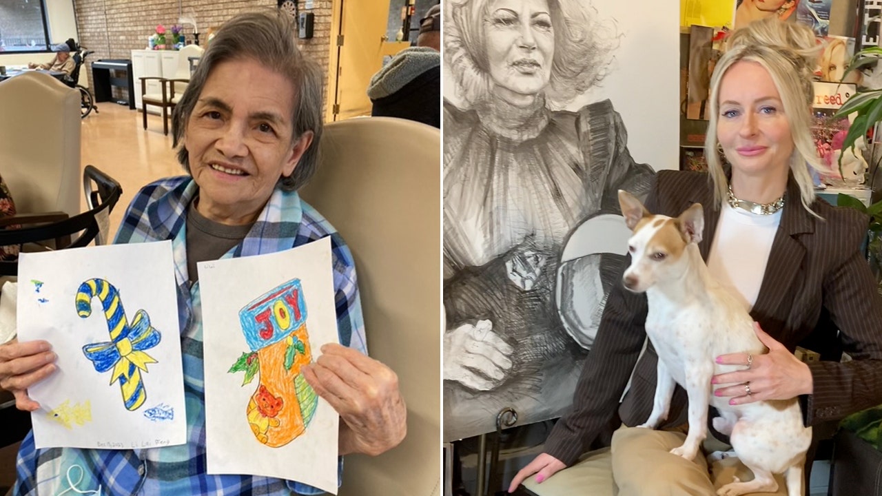 Award-winning artist Erin Finley (right) urges nursing home residents to express creativity while boosting brain power. (Erin Finley)