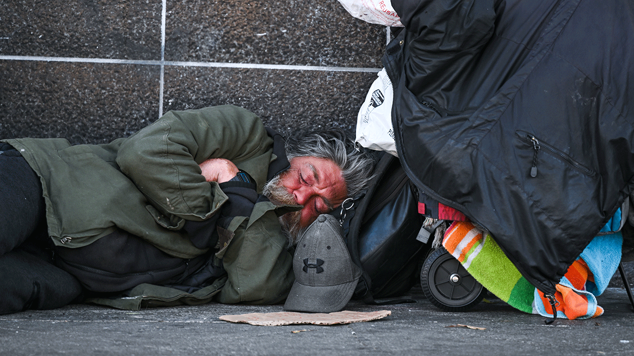 Homeless man sleeping