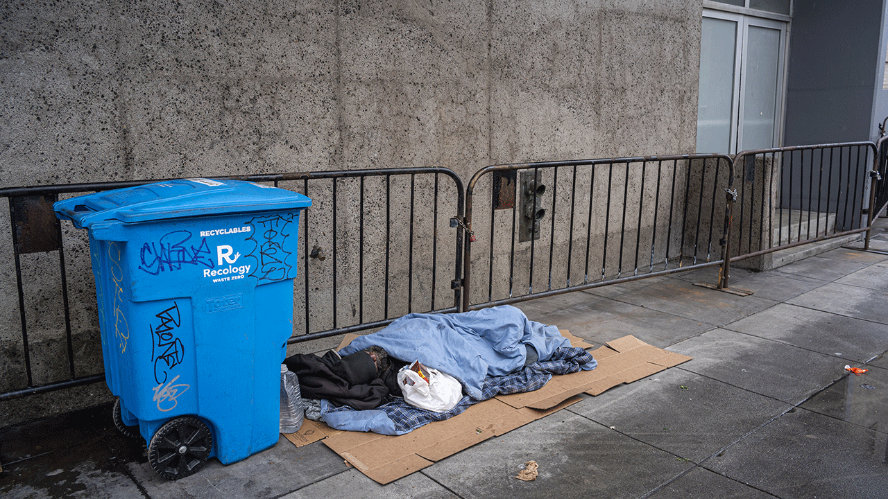 A person experiencing homelessness in San Francisco