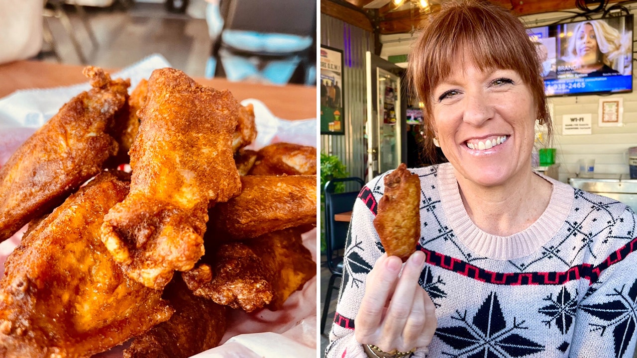 Trash wings are served at Fenton Bar and Grill in Fenton, Missouri. Pictured here is Fenton manager Kelly Brannam. (Kerry J. Byrne/Fox News Digital)