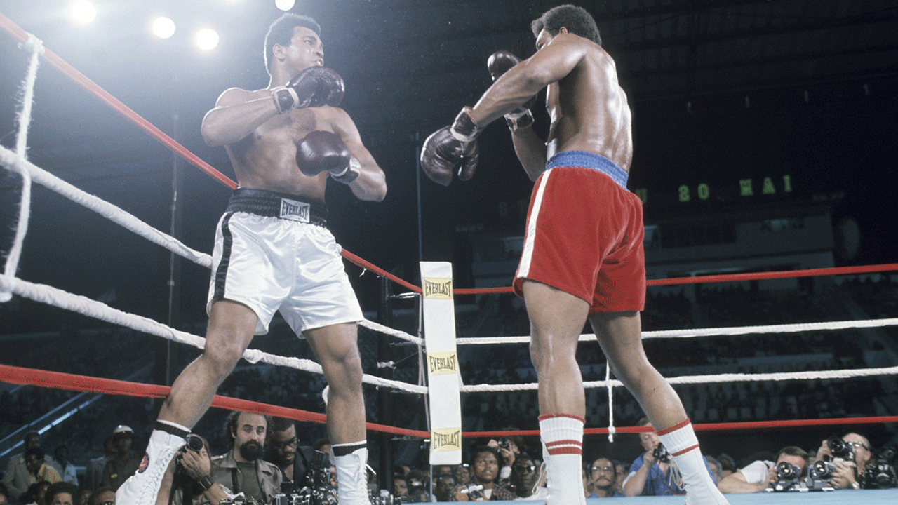 Muhammad Ali fighting George Foreman 