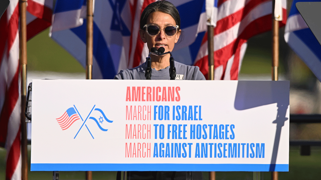 Rachel Goldberg speaking at the event