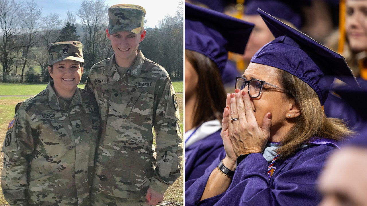 Military mom surprised with graduation message from her son deployed at border: 'I started to cry'