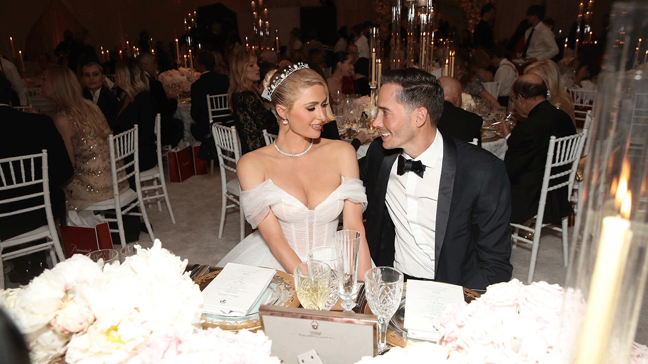 Paris Hilton and Carter Reum at wedding