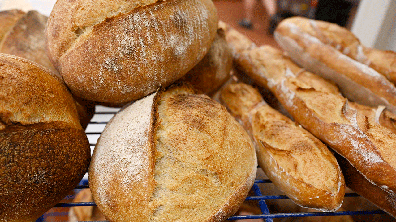 Sourdough bread in bakery