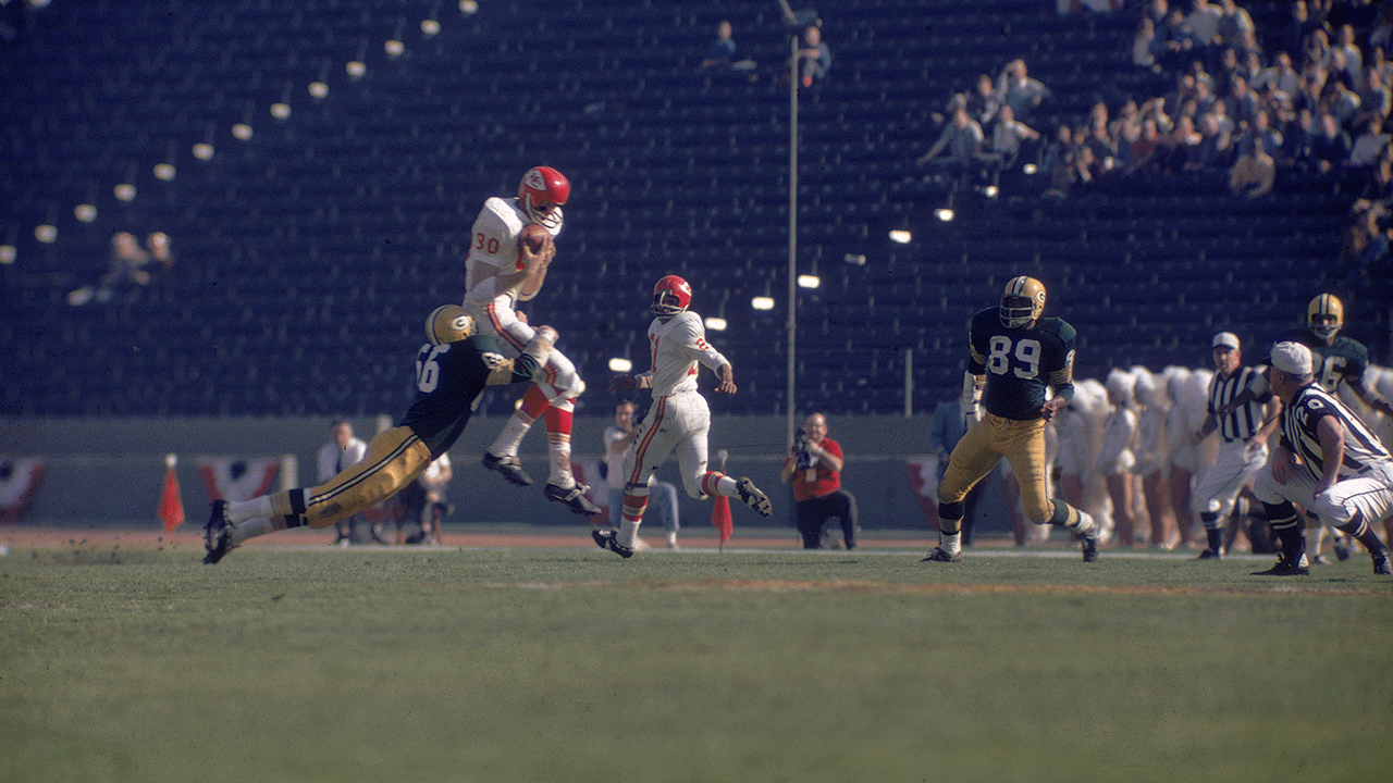 Super Bowl I with empty stands in background