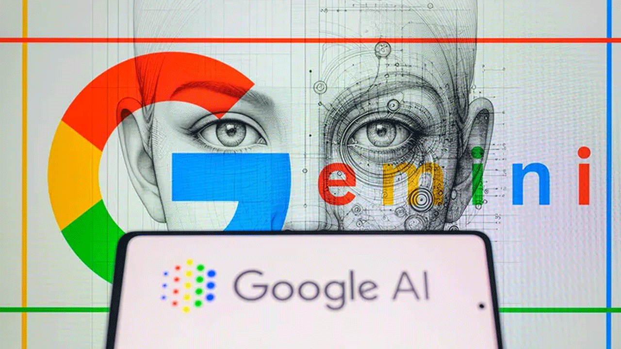 The Google AI logo is being displayed on a smartphone with Gemini in the background in this photo illustration, taken in Brussels, Belgium, on February 8, 2024. (Jonathan Raa/NurPhoto via Getty Images / Getty Images) ((Jonathan Raa/NurPhoto via Getty Images / Getty Images)