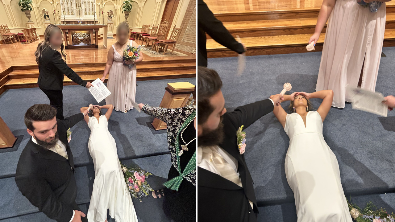 WATCH: Bride faints at wedding altar in front of 300 guests: 'We had just said 'I do'