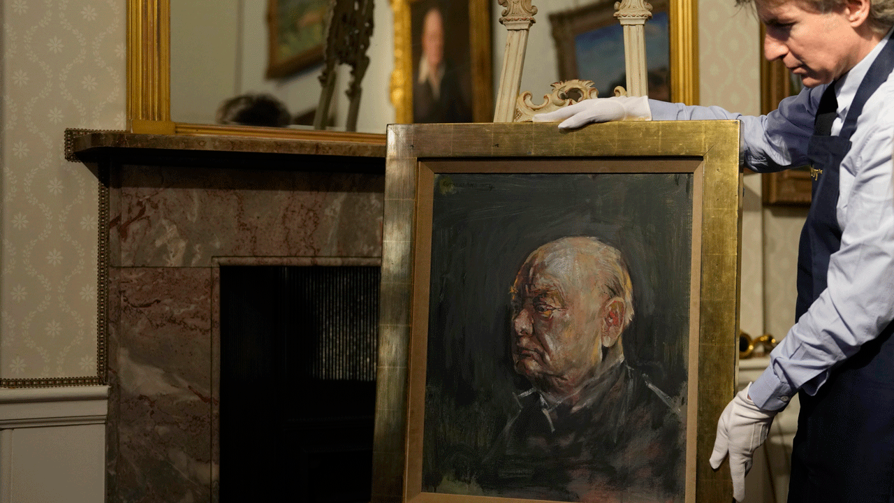 A painting of Winston Churchill by an art...