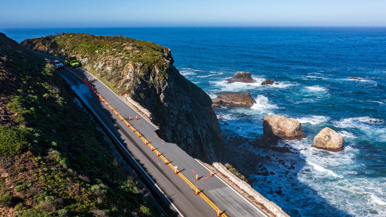 Read more about the article Section of California’s scenic Highway 1 that collapsed into ocean again closed, more rain is expected