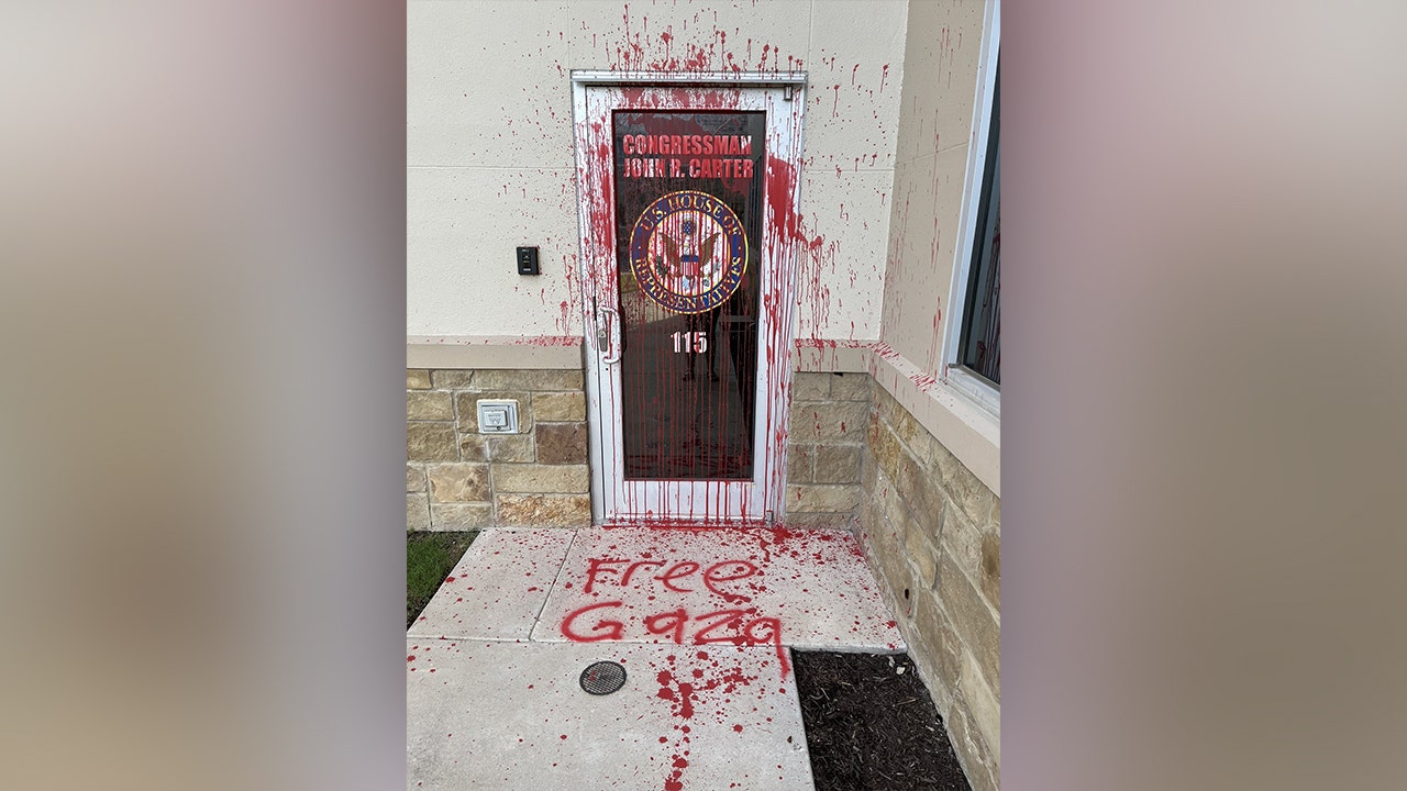 Texas congressman's office vandalized with red liquid spelling 'Free Gaza'