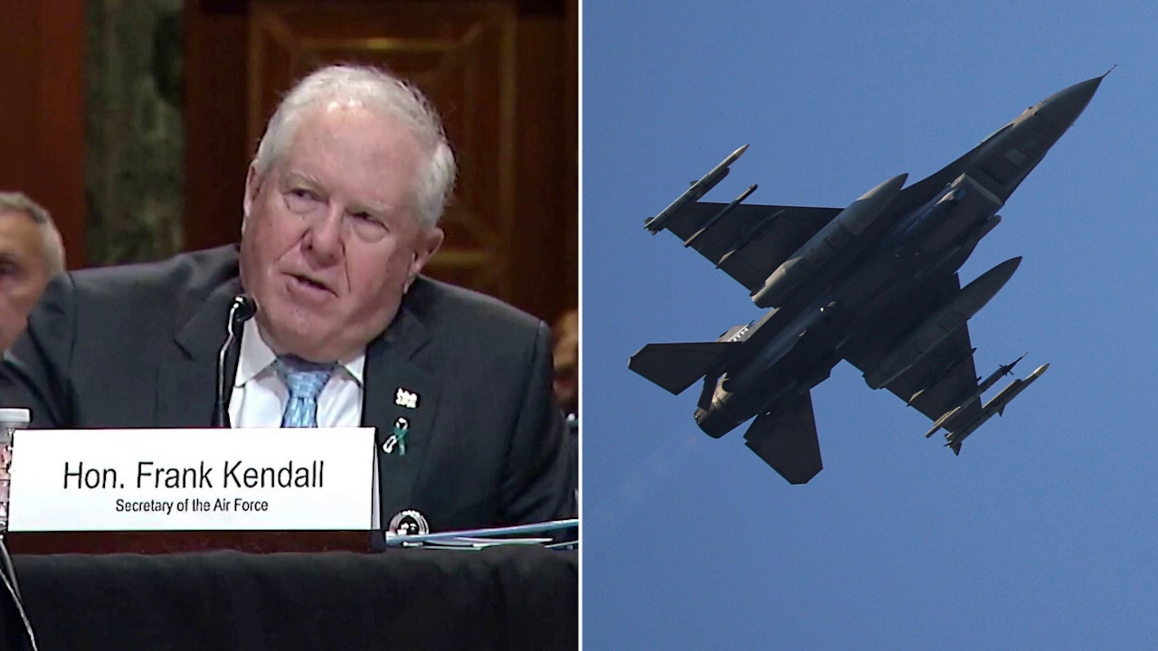 Air Force Secretary Frank Kendall told members of the U.S. Senate on Tuesday that he plans to ride in the cockpit of an aircraft operated by artificial intelligence. An F-16 169th Fighter Wing jet is seen in 2023. (Fox News/Getty Images)