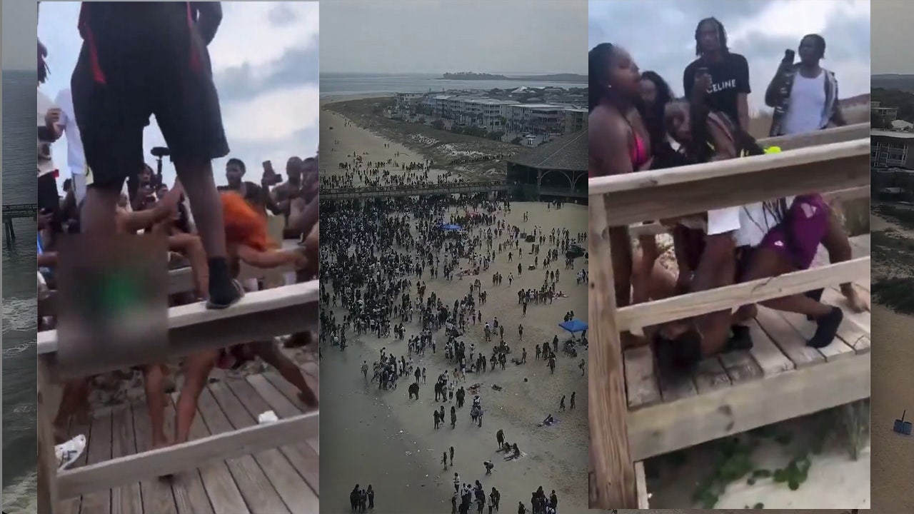 Popular georgia beach town overrun by 'orange crush' fighting, chaos, video shows