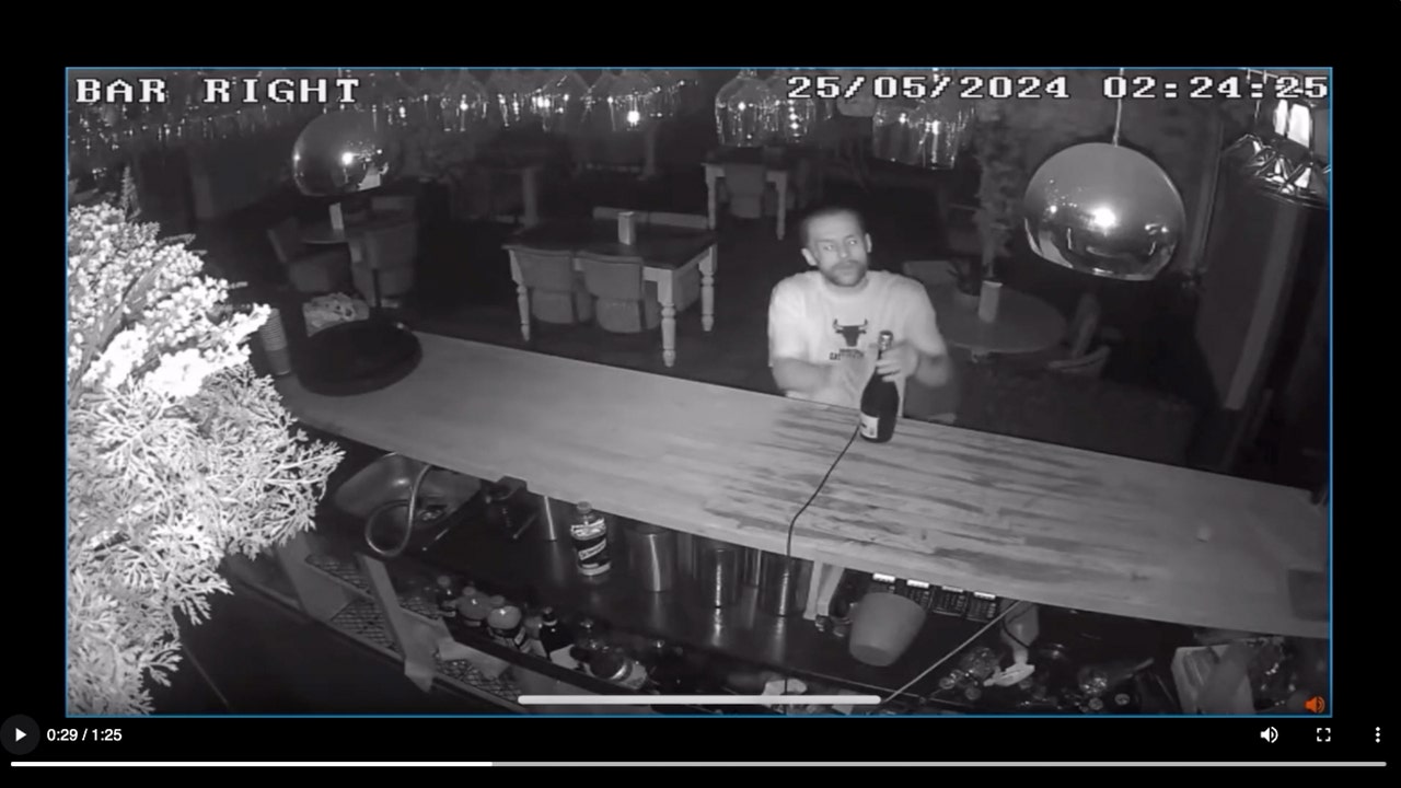 Read more about the article Bottle-popping burglar sips prosecco, steals cash register as he smashes his way through pub: video