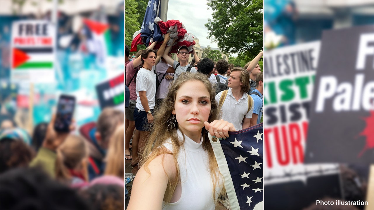 College girl pelted with objects by anti-Israel protesters for standing up for US flag speaks out