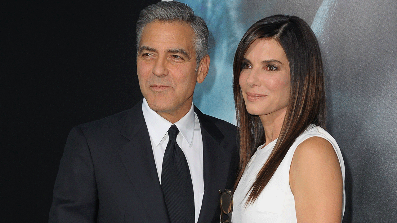 George Clooney and Sandra Bullock at the premiere of "Gravity" 