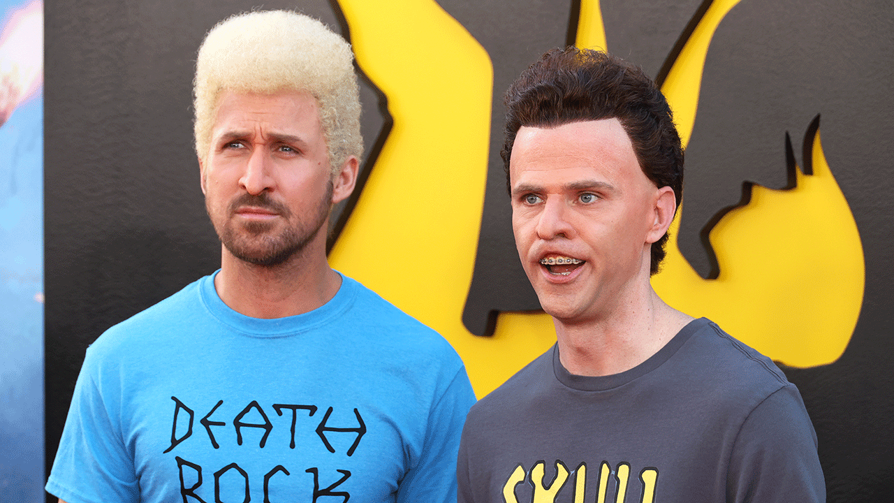 Ryan Gosling and Mikey Day dressed as Beavis and Butt-Head at "Fall Guy" premiere