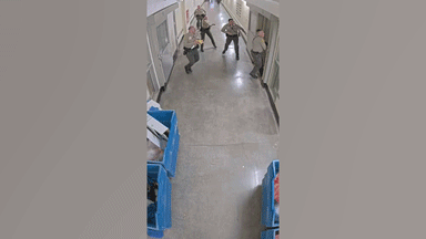 Wild video shows moment inmate attacks deputy with makeshift knife