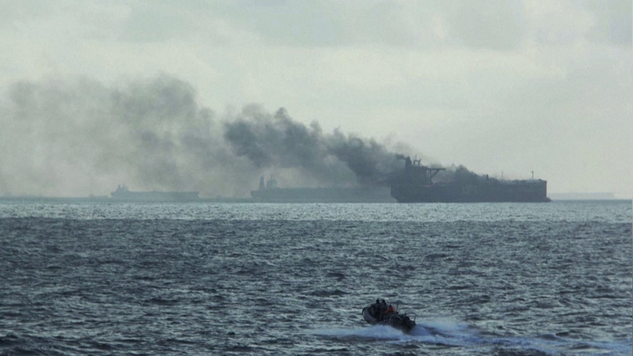 Thumbnail for 2 oil tankers catch fire off Singapore, navy rescues crews