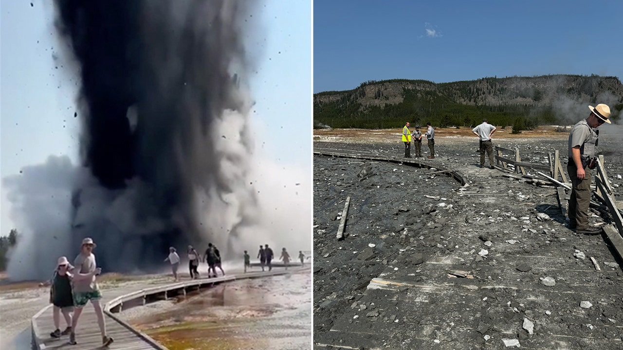 Yellowstone viral video explosion Biscuit Basin