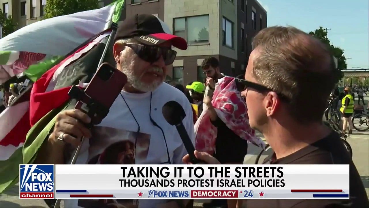 Man waving Hamas flag outside DNC says 'every Palestinian supports Hamas,' praises terror group for October 7
