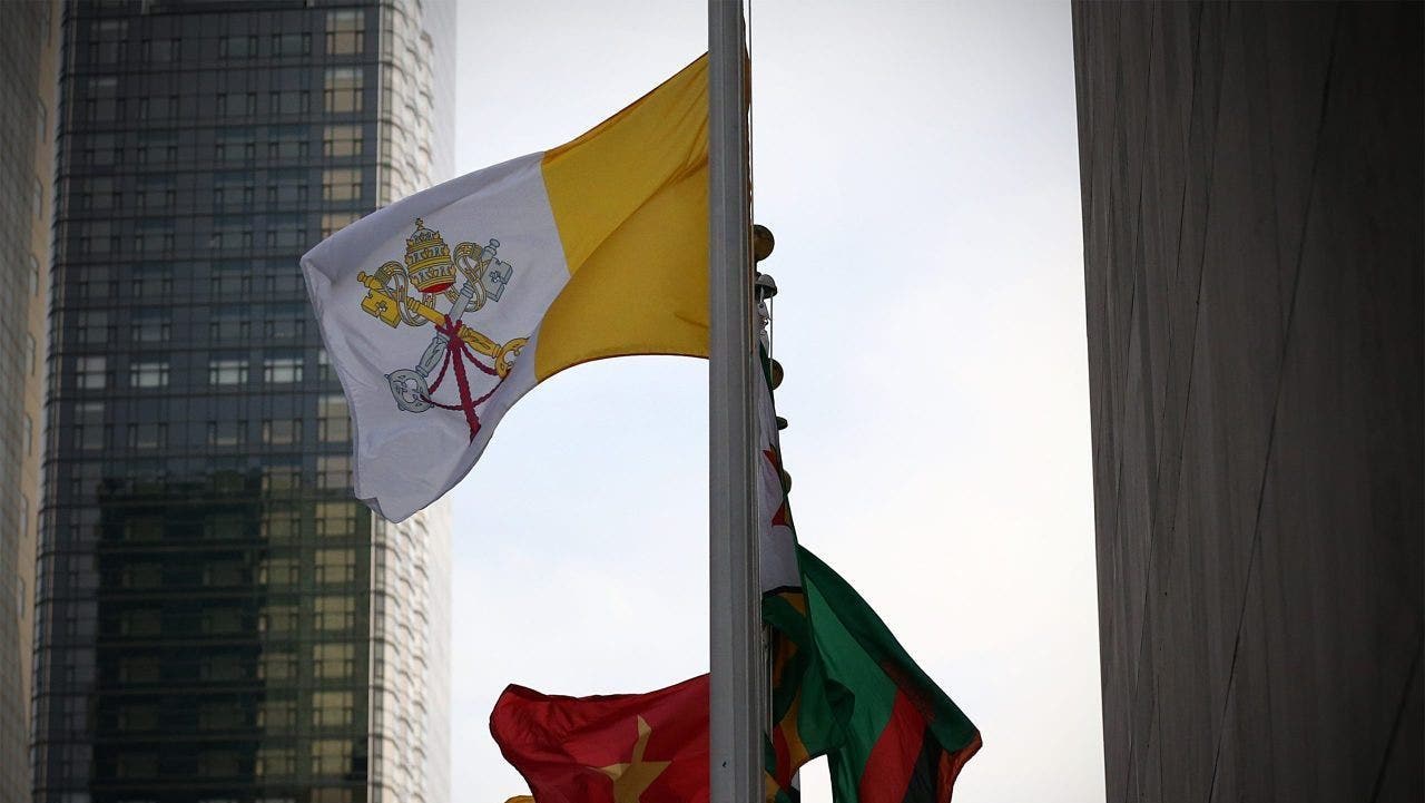 The Vatican flag flies outside the United Nations headquarters on Sept. 25, 2015, in New York City. (Carl Court/Getty Images)