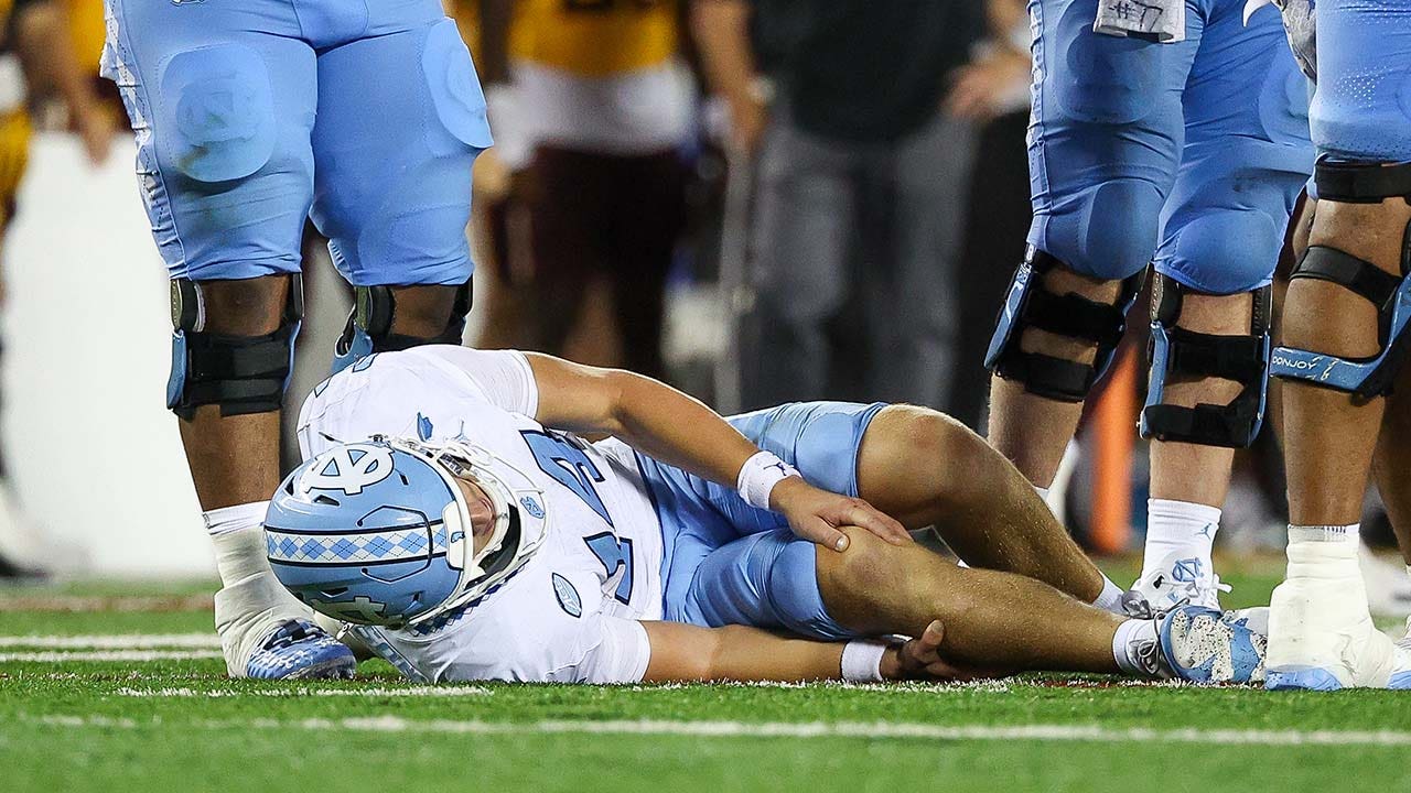 North Carolina QB Max Johnson exits game after brutal injury, out for the season