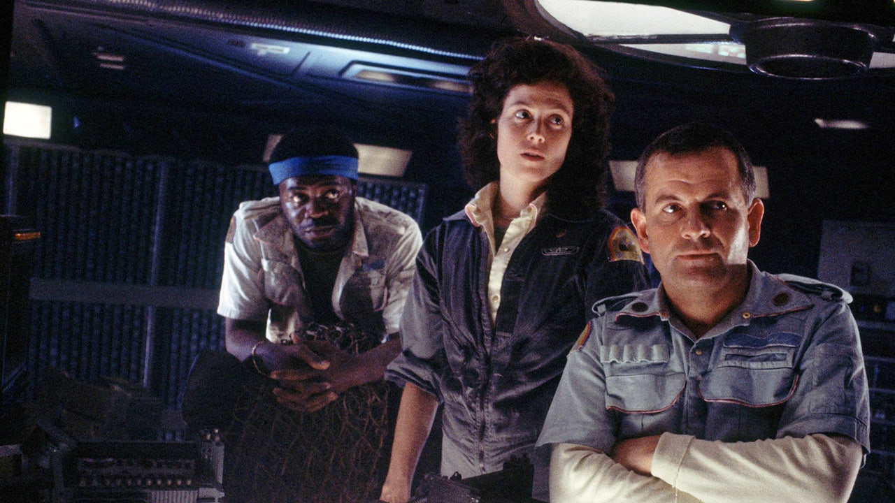 Yaphet Kotto, Sigourney Weaver and Ian Holm, right, appear in 