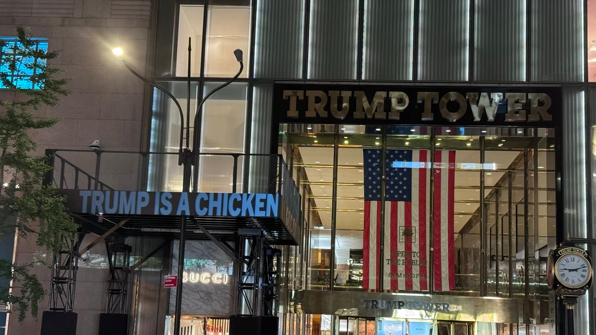 Democrats project images on Trump Tower in New York City ahead of VP debate