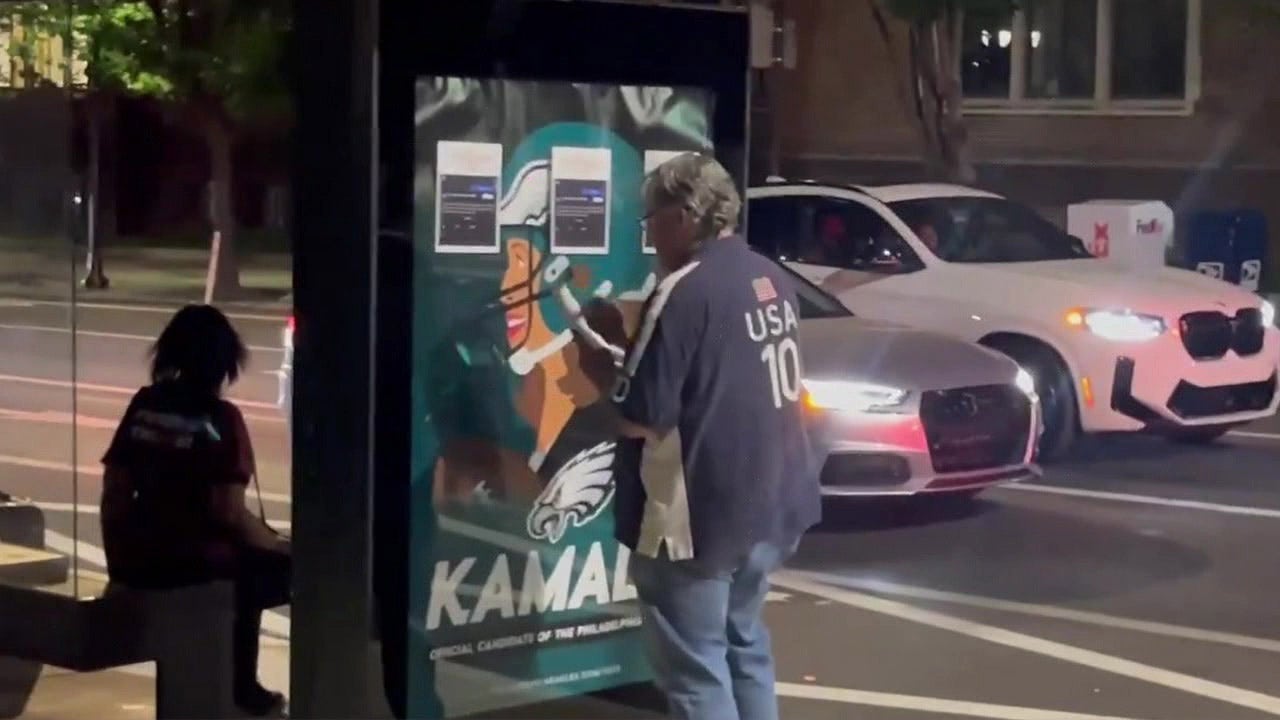 Lifelong Eagles fan takes action to cover up ‘counterfeit political ads’ endorsing Kamala Harris